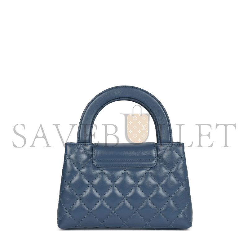 CHANEL KELLY SHOPPER BLUE SHINY AGED CALFSKIN BRUSHED GOLD HARDWARE AS4416 (19*13*7cm)